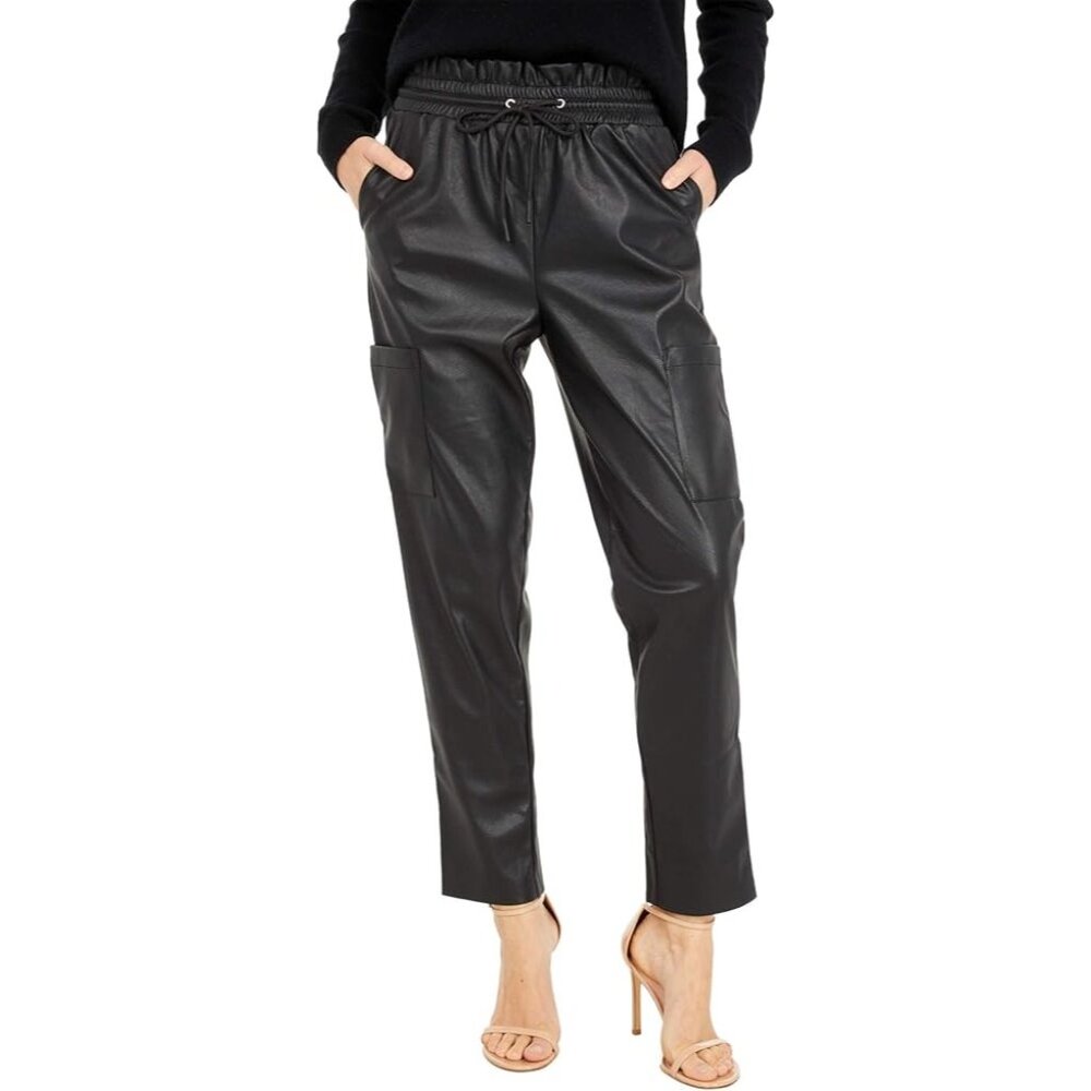 n:PHILANTHROPY Morena Vegan Leather Cargo Pants‎ Black Pockets Size S